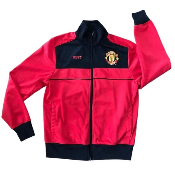 Manchester united soccer full zipper red and black jacket size small - Picture 1 of 12